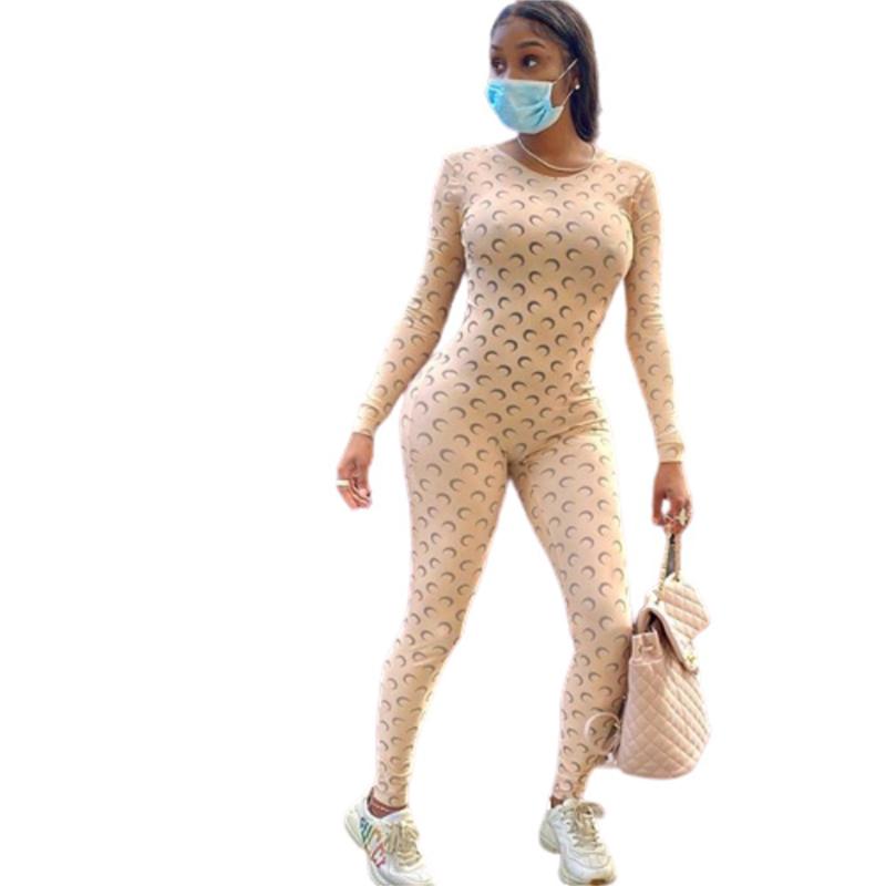 Women's Jumpsuits & Rompers Solid Color Crescent Long Sleeves Skinny Arrival Autumn Women Jumpsuit Sexy Polyester Spandex