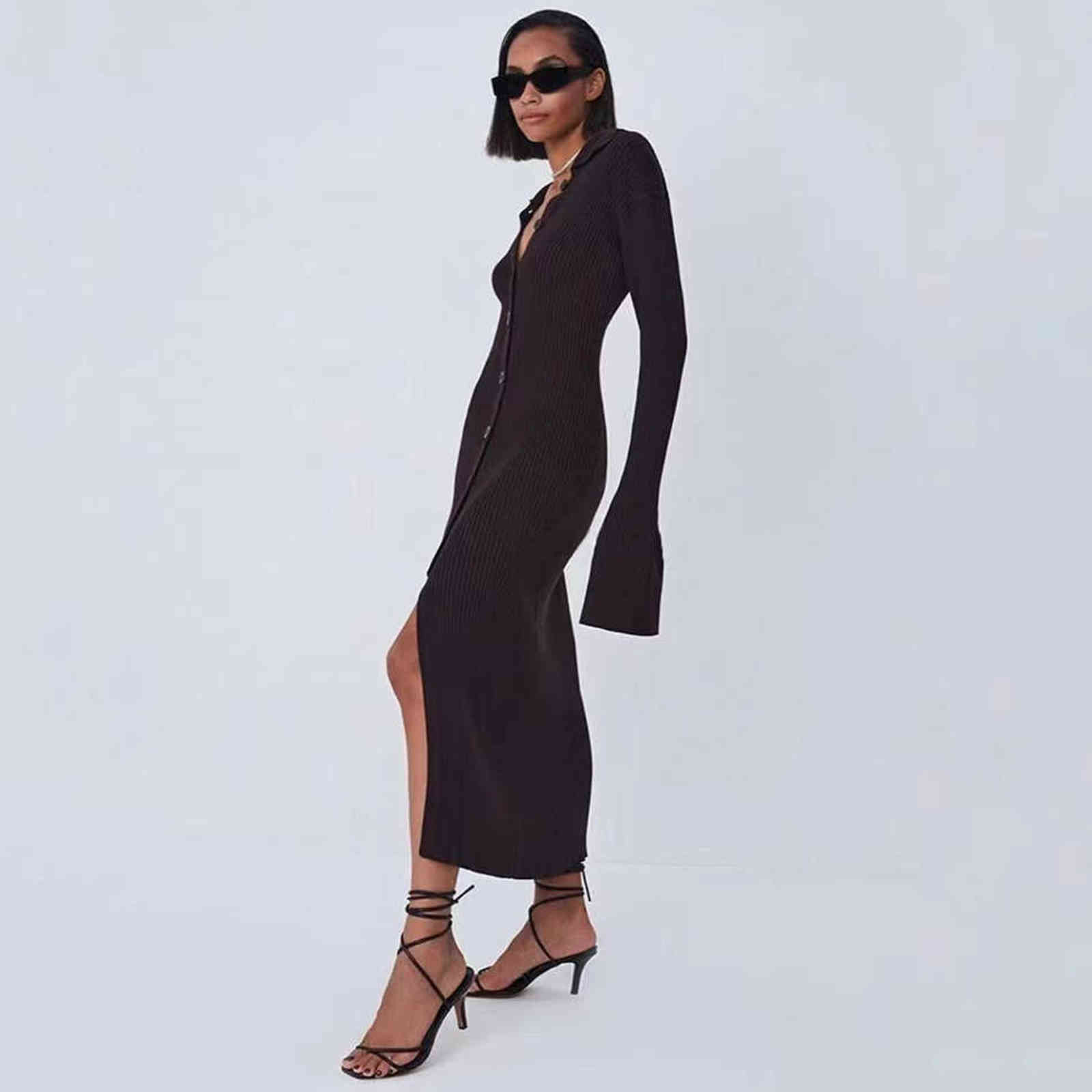 Sexy Long Knitted Cardigan Women Tops Female Fashion Slim Sweater Coat Solid Korean Autumn And Winter Casual Clothes 211109