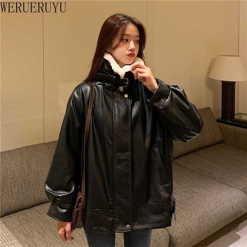 WERUERUYU Women Autumn Winter Black Faux Leather Jackets Zipper Basic Coat Turn-down Collar Motor Biker Jacket 210608, Photo color
WERUERUYU Women Autumn Winter Black Faux Leather Jackets Zipper Basic Coat Turn-down Collar Motor Biker Jacket 210608, Photo color