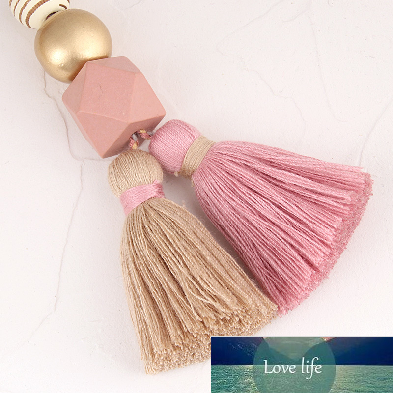 Multicolor Handmade Wood Beads Tassel Keychain Bohemian Key Ring Boho Handbag Accessories Key Holder Jewelry Gifts  Factory price expert design Qualit