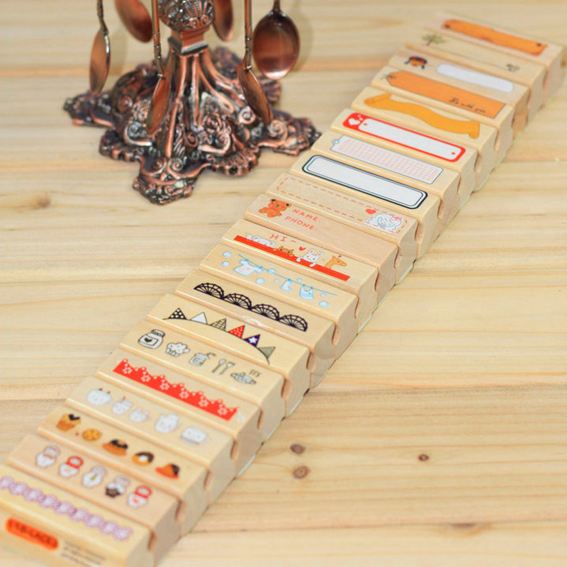 1Pcs Craft Ink Pad Home Office School Educational Supplies Wax Seal Stamps Wooden Rubber Stamp Seal Mini Wooden