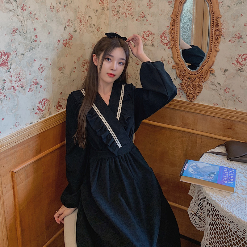 L-4XL Spring Girls Women Print Long Sleeve Womens Dresses Female Vintage Dress Party Robe Femme Vestido Autumn 210417