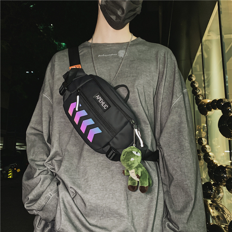 hbp chest bags mens sports messenger backpack reflective shoulder bag hip hop personality street student waist bag