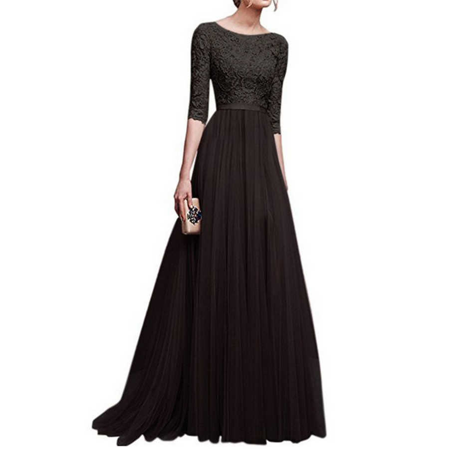 2021 Styles Hot Sales Women Plus Size 5XL Three Quarter Sleeve Lace Long Evening Party Dress Fit And Maxi Dress Vesti Y1006