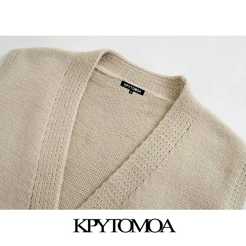 Women Fashion With Pockets Loose Knitted Vest Sweater Sleeveless Button-up Female Waistcoat Chic Tops 210420