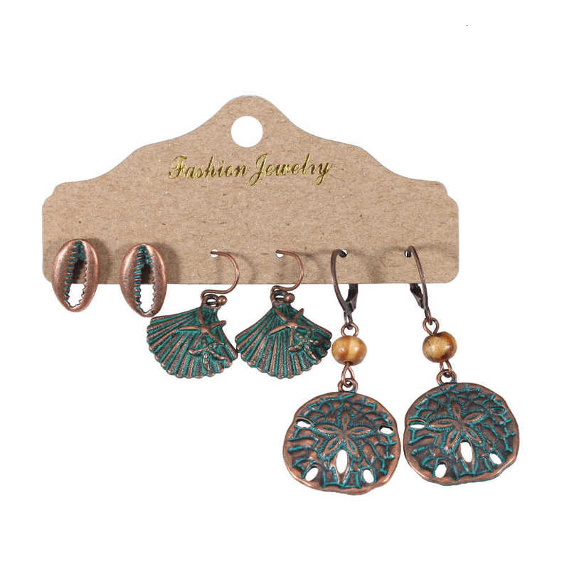 earring 3-piece fashion bohemian fan shellfish starfish conch seaside holiday worn imitation copper earrings, Golden
earring 3-piece fashion bohemian fan shellfish starfish conch seaside holiday worn imitation copper earrings, Golden