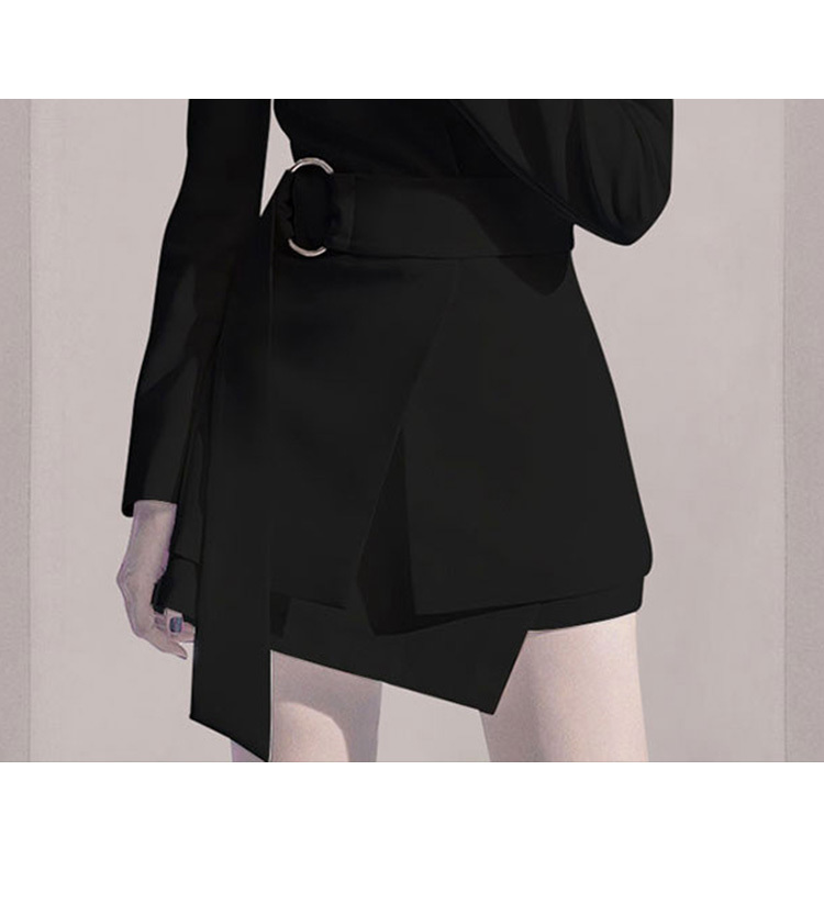 Women Spring And Autumn Fashion Temperament With Belt Waist White Suit Jacket + Asymmetrical Two-Piece Female Skirt Sets 210520
