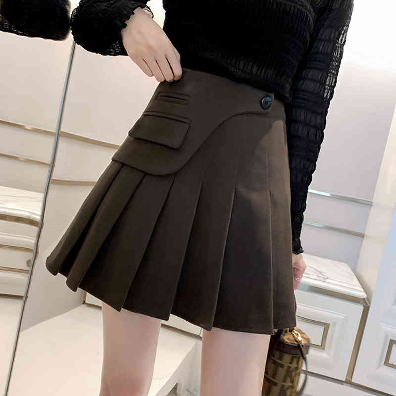 A Line S-Xl Plus Size Summer Short Skirts Korean Skirt Women High Waist School Girl Solid Vintage Pleated 210423