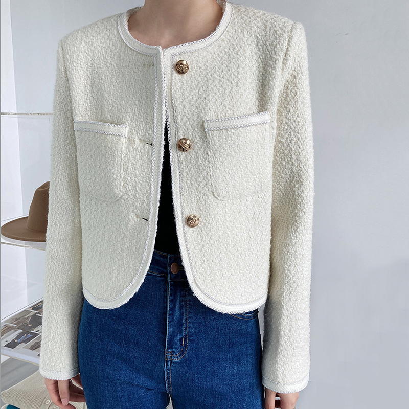Womens Short Coat Jacket Woolen Sweater Fashion Temperament Ladies Small Jacket Long Sleeved Lapel Double Breasted Pocket Clothing Woolen Top, White
Womens Short Coat Jacket Woolen Sweater Fashion Temperament Ladies Small Jacket Long Sleeved Lapel Double Breasted Pocket Clothing Woolen Top, White
