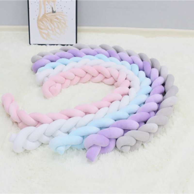 Bumpers In The Crib For The Baby Room 1M/2M/3M Bumper Bed Braid Knot Pillow Cushion Protector Cot Decor Weaving Drop 211025