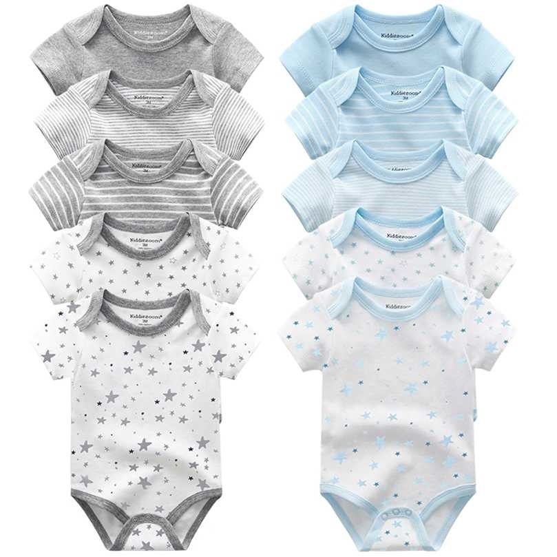 born Boy Clothes 5Pcs Star Print Infant Bodysuit Casual Baby Girl Summer Jumpsuits Set Kids Baby's Costumes ropa para bebes 211101