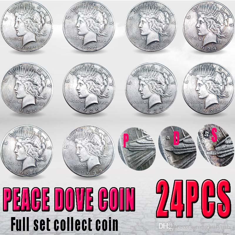 24pcs Usa Peace Dove Copy Coins 1921 -1935 Set Of Old Different Versions Copper -Plated Silver Coin Art Collection
24pcs Usa Peace Dove Copy Coins 1921 -1935 Set Of Old Different Versions Copper -Plated Silver Coin Art Collection