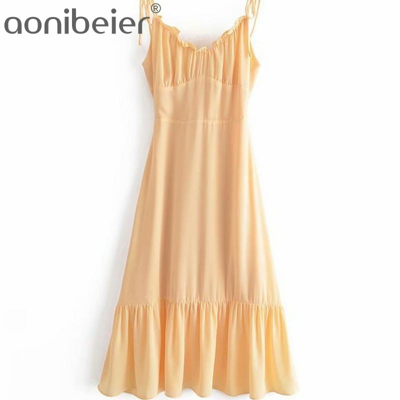 Summer Sleeveless Lettuce Trim Spaghetti Strap Women Long Dress Shirred Back Ruffles Hem High Waist Casual Midi 210604, As shown
Summer Sleeveless Lettuce Trim Spaghetti Strap Women Long Dress Shirred Back Ruffles Hem High Waist Casual Midi 210604, As shown