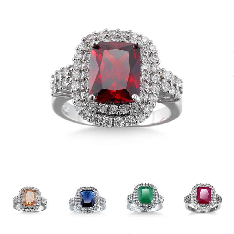 Hot Women Gemstone Ring Miro Pave Settings Zircon Platinum Plated Gems Rings Engagement Wedding Gift
Hot Women Gemstone Ring Miro Pave Settings Zircon Platinum Plated Gems Rings Engagement Wedding Gift