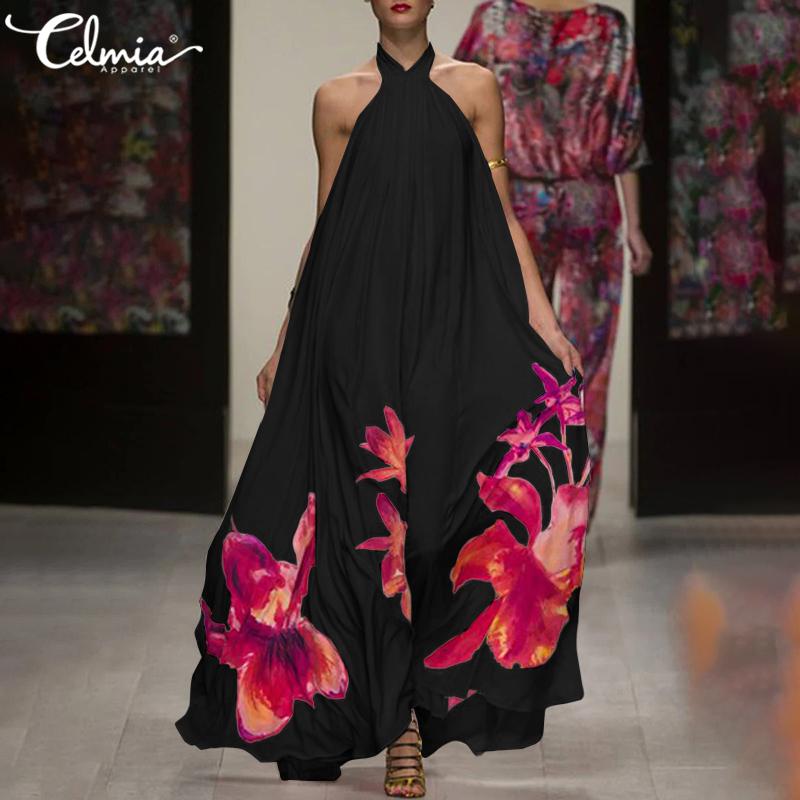 2021celmia summer women halter floral print long dress casual sleeveless ruffle maxi sundress backless party bohemian vestidos, Black;gray
2021celmia summer women halter floral print long dress casual sleeveless ruffle maxi sundress backless party bohemian vestidos, Black;gray