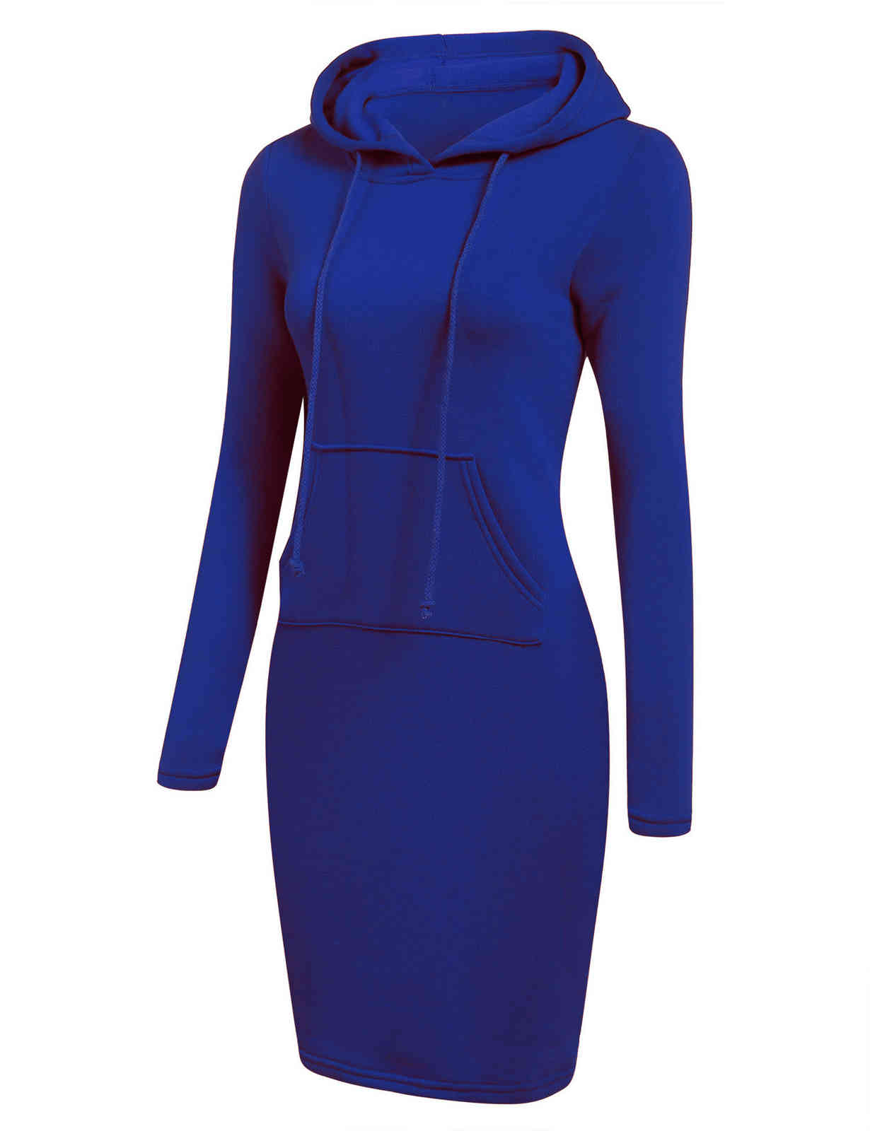 Spring Women's Casual Sweatshirt Long-sleeved Dress Woman Hooded Collar Pocket Simple Vesdies 210428