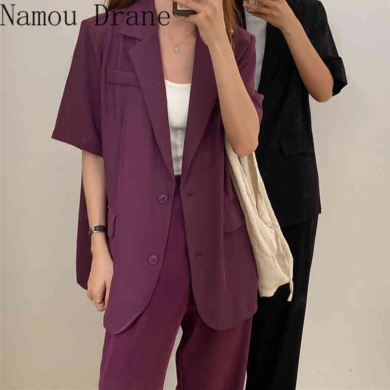 Summer Women Two Piece Set Elegant Single Breasted Short Sleeve Coat and Wide Leg Long Pants Office Lady Suit Korean 2 210429, Army green
Summer Women Two Piece Set Elegant Single Breasted Short Sleeve Coat and Wide Leg Long Pants Office Lady Suit Korean 2 210429, Army green