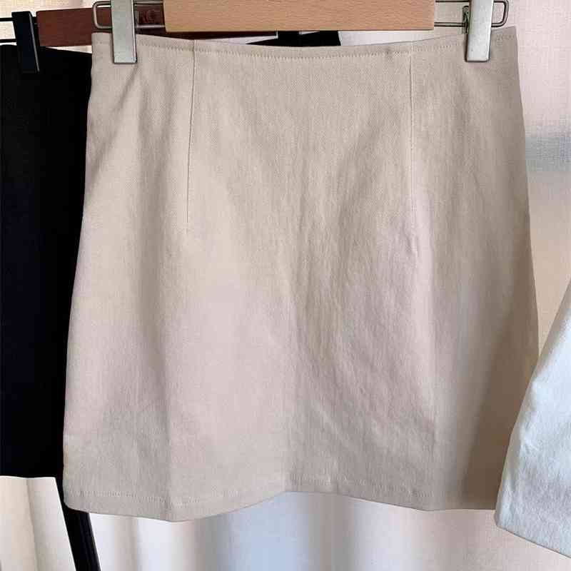 S-L new Women skirt Solid 3 Color Pencil Female Autumn Winter High Waist Bodycon Vintage Split Thick Stretchy Skirts 210408