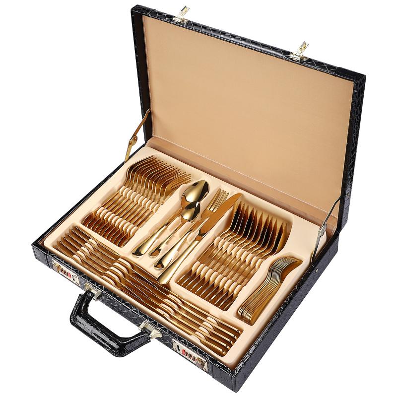 Dinnerware Sets Rose Gold Fork Spoon Knife Set Western Style Tableware Leather Suitcase Luxury Kitchen Cutlery Christmas Gift
Dinnerware Sets Rose Gold Fork Spoon Knife Set Western Style Tableware Leather Suitcase Luxury Kitchen Cutlery Christmas Gift