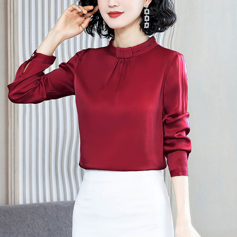 Woman's Shirts Korean Clothes Women Silk Shirt Long Sleeve Spring Satin Top Commute Plus Size Ropa De Mujer 13045 210427