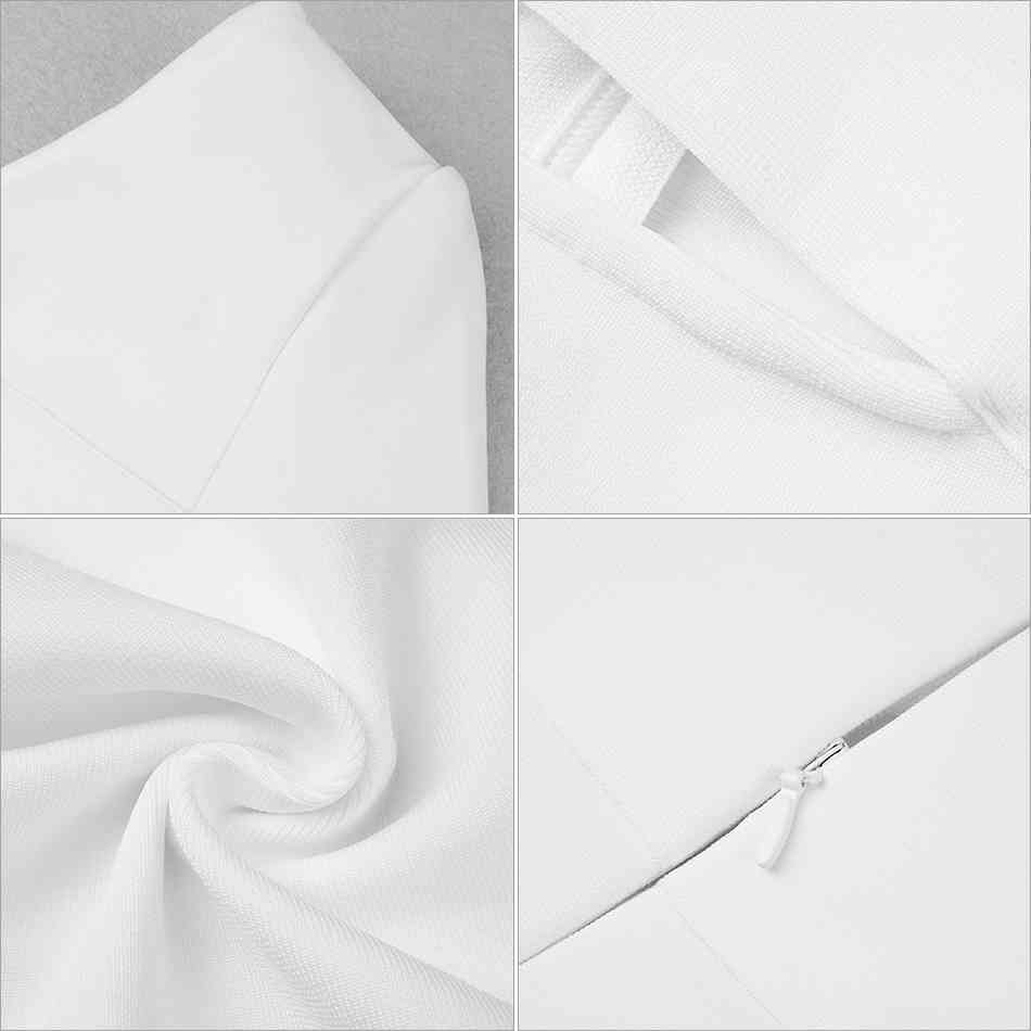 Winter Women One Shoulder Long Sleeve Bandage Dress Sexy Hollow Out White Celebrity Runway Party Bodycon Dresses 210423