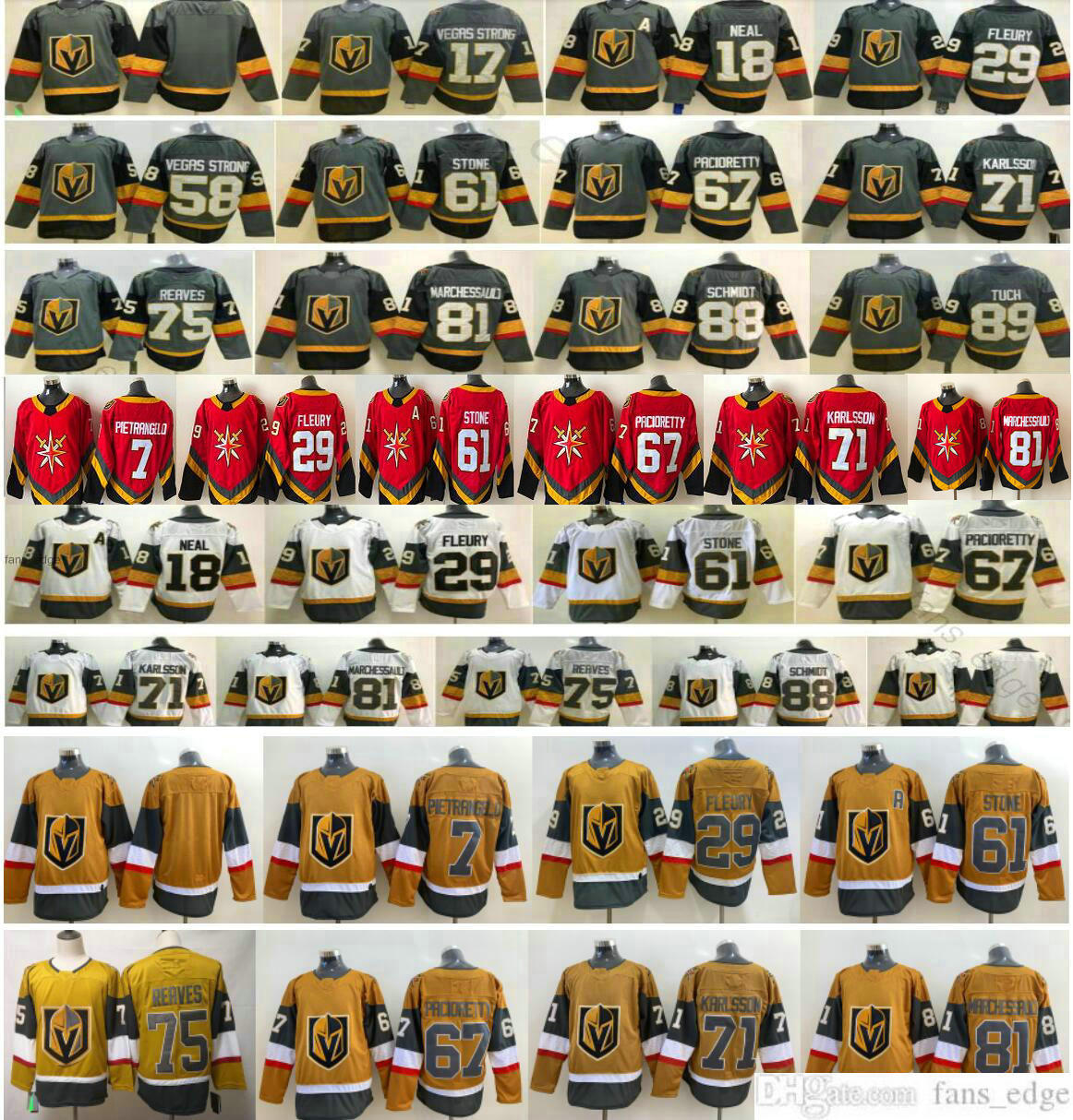 Vegas Golden Knights Reverse Retro Hockey Nhl's Jerseys Alex Pietrangelo William Karlsson Mark Stone Max Pacioretty Ryan Reaves Marchessault, Grey
Vegas Golden Knights Reverse Retro Hockey Nhl's Jerseys Alex Pietrangelo William Karlsson Mark Stone Max Pacioretty Ryan Reaves Marchessault, Grey