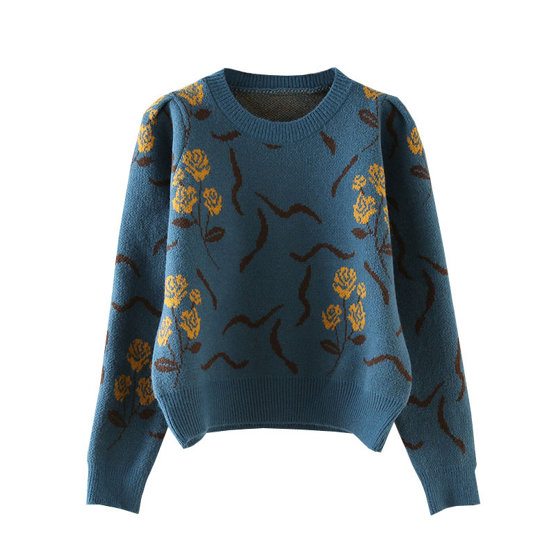 Nomikuma Autumn Winter Women Sweater Korean Floral Causal Knitted Pullover Long Sleeve O-neck Vintage Pull Femme 6C737 210427