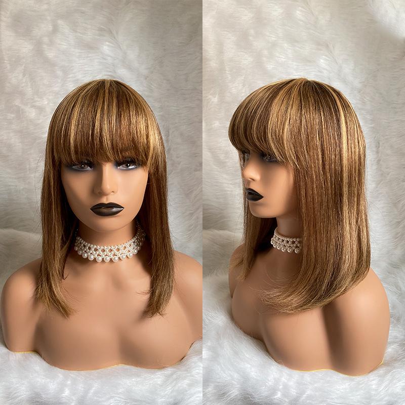 Macing Made Remy Brazilian Hair Straight Laceless Front Real Hair Wig with Bangs Piano 4/27 Highlights for Black Women, Mix color
Macing Made Remy Brazilian Hair Straight Laceless Front Real Hair Wig with Bangs Piano 4/27 Highlights for Black Women, Mix color