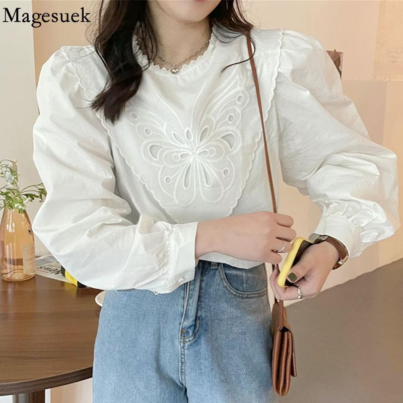 Women's Blouses & Shirts Korean Hollow Butterfly Slim Loose Shirt Autumn Casual Lantern Long Sleeve Blouse O Neck Spring Women Tops Blusas 1, White
Women's Blouses & Shirts Korean Hollow Butterfly Slim Loose Shirt Autumn Casual Lantern Long Sleeve Blouse O Neck Spring Women Tops Blusas 1, White