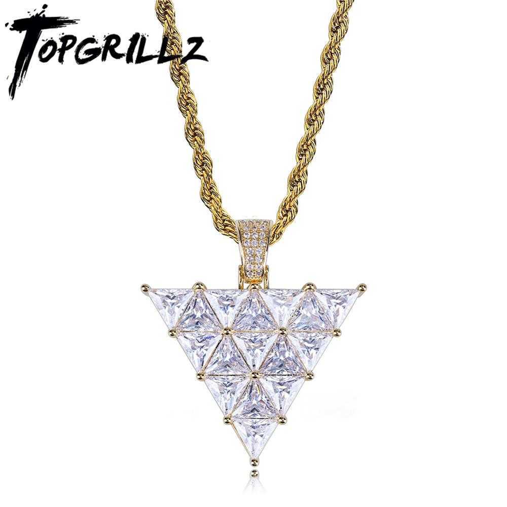TOPGRILLZ Inverted Triangle Pendant High Quality Copper Gold Color Plated Micro Pave Cubic Zirconia Hip Hop Charm Jewelry Gift X0707
TOPGRILLZ Inverted Triangle Pendant High Quality Copper Gold Color Plated Micro Pave Cubic Zirconia Hip Hop Charm Jewelry Gift X0707