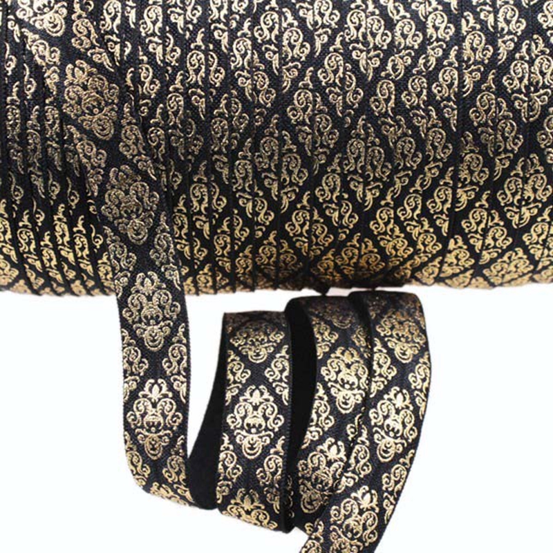 100yards/lot Gold Foil damask FOE Ribbon arabesque Fold Over Elastic welcome custom design
100yards/lot Gold Foil damask FOE Ribbon arabesque Fold Over Elastic welcome custom design