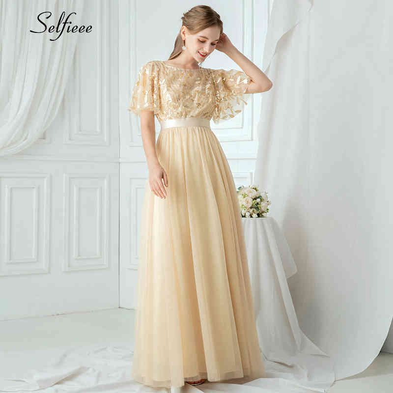 New Decoration Dress Women Elegant A-Line O-Neck Flare Sleeve Sequined Long Formal Party Dresses For Women Plus Size X-9XL 210409