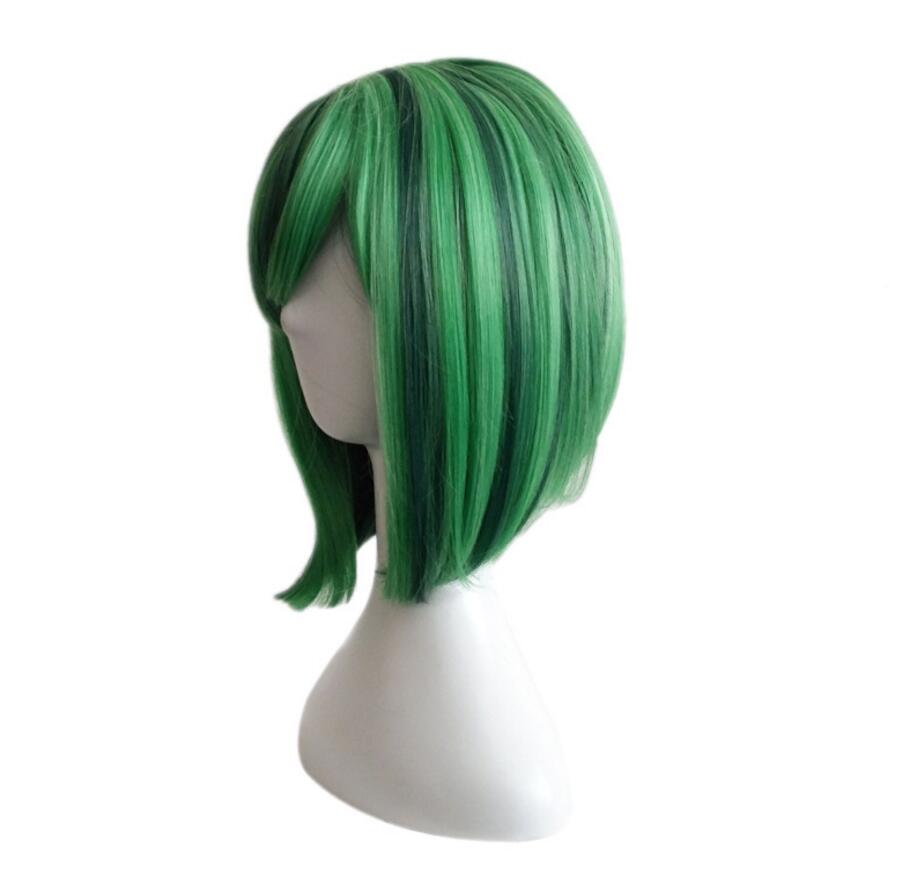 Fashion Short Synthetic Straight Green wig Hairstyle Hightemperature Cosplay Hair for Girls