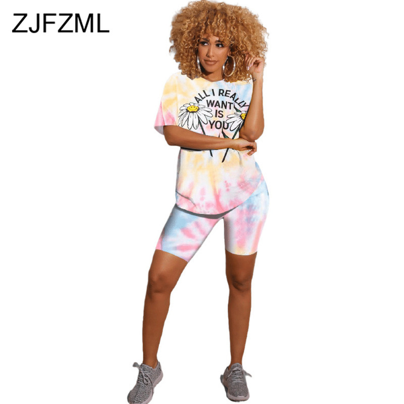Sexy 2 Piece Matching Set Summer Clothes For Women Rainbow Tie Dye Floral Print Top Biker Short Sweat Suit Lounge Wear Outfits 210520, Multi
Sexy 2 Piece Matching Set Summer Clothes For Women Rainbow Tie Dye Floral Print Top Biker Short Sweat Suit Lounge Wear Outfits 210520, Multi