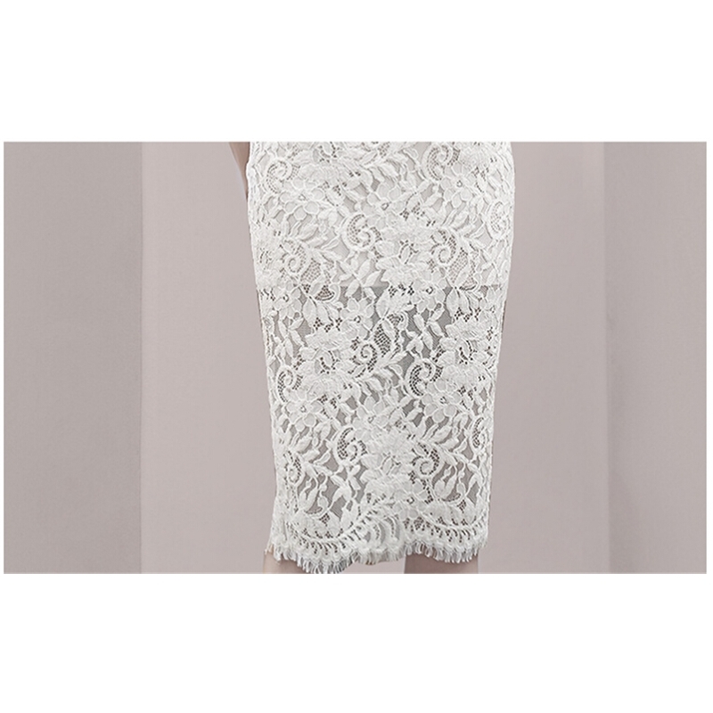 Fashion Korea Lace Bodycon Slim Dress Women Elegant Short Sleeve Summer Dresses Sexy See Through Work Wear Vestidos 210520