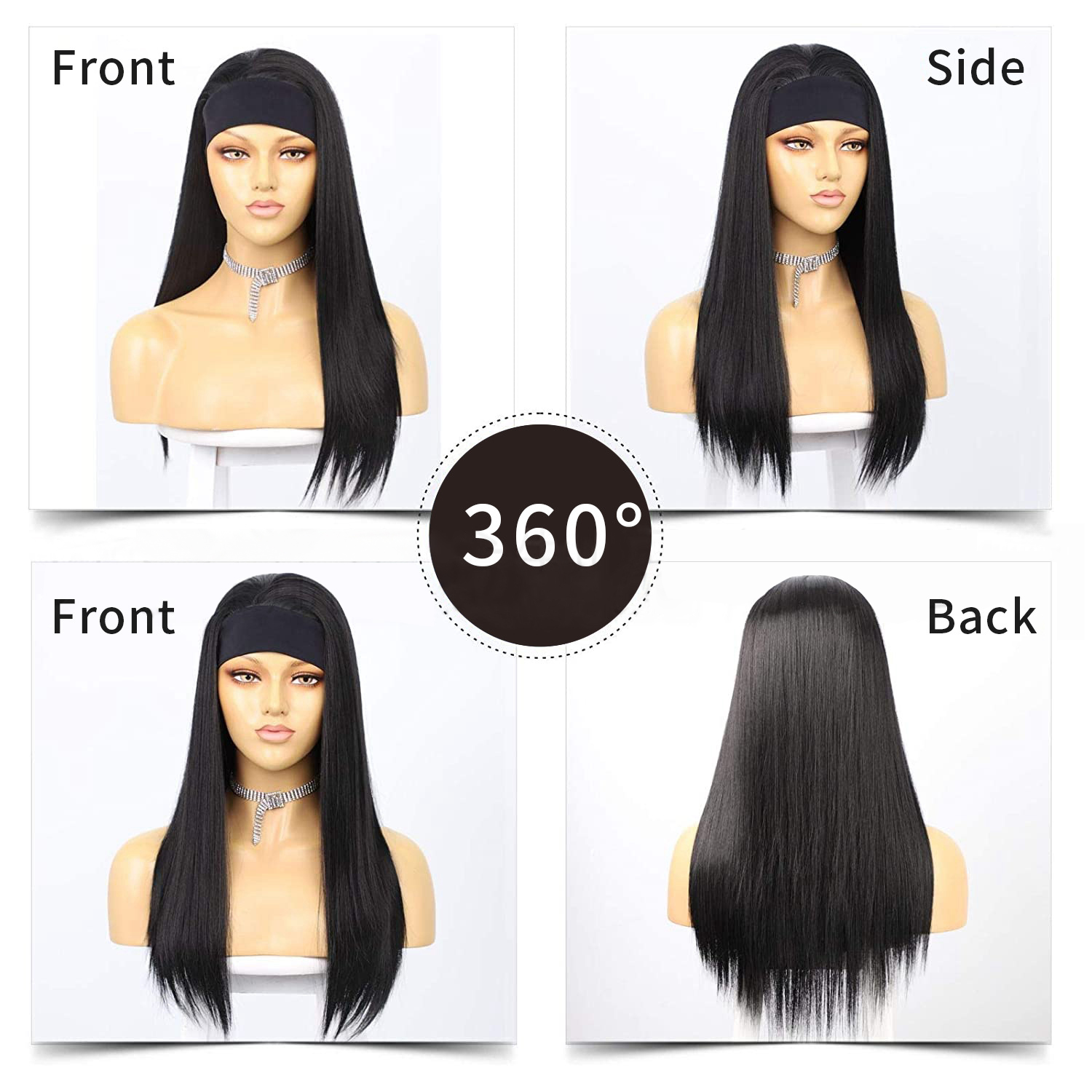 24 inch headband wigs long straight ice silk hairband synthetic wig