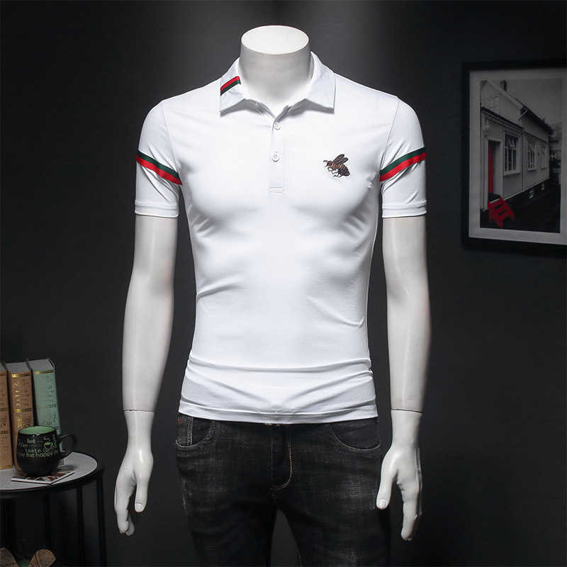 European goods 2020 mercerized cotton short sleeve t-shirt men's Polo Shirt little bee embroidery T-shirt slim fit big size fashion, White;black
European goods 2020 mercerized cotton short sleeve t-shirt men's Polo Shirt little bee embroidery T-shirt slim fit big size fashion, White;black