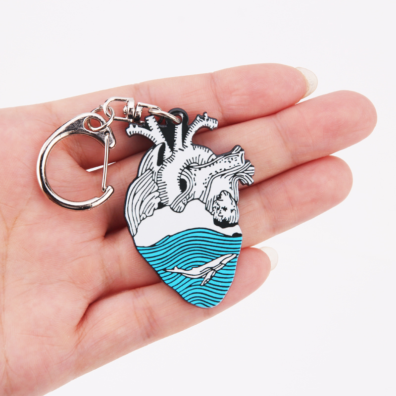 Anatomical Heart Keychain Medical Anatomy Heart Neurology Key Chain for Doctor and Nurse Women and Men Ring Gift Porte Clef