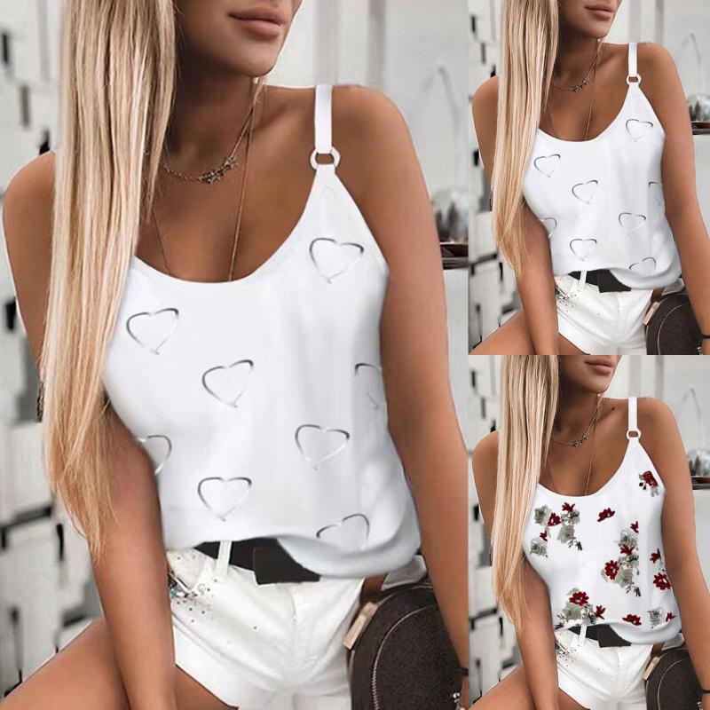 Women' T-Shirt 2021 Summer Women Heart Printed Camis Tank Tops Sexy Stretch Adjustable Spaghetti Strap Camisole Top Mujer, Red 
Women' T-Shirt 2021 Summer Women Heart Printed Camis Tank Tops Sexy Stretch Adjustable Spaghetti Strap Camisole Top Mujer, Red