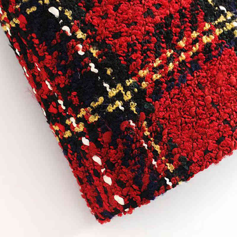 Women Elegant Tweed Plaid Skirt Pockets A Line Fashion Mini Skirts Ladies Summer Zipper Vintage Bottoms Faldas Mujer Moda 210515