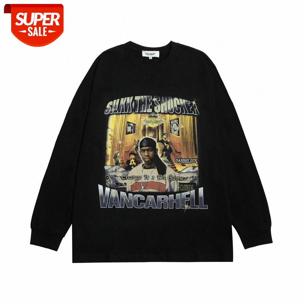 Wind character print long-sleeved t-shirt men's street hip-hop flow loose round neck top #0V0H, White;black
Wind character print long-sleeved t-shirt men's street hip-hop flow loose round neck top #0V0H, White;black