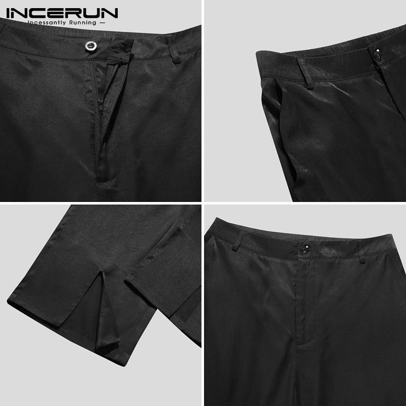 Fashion Men Pants Solid Joggers Button Streetwear Korean Split Hem Casual Trousers Straight Long S-5XL INCERUN Men's