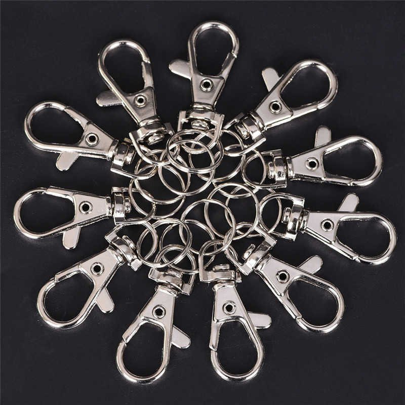 100pcslot Swivel Lobster Clasp Clips Key Hook Keychain Split Key Ring Findings Clasps for Keychains Making H0915