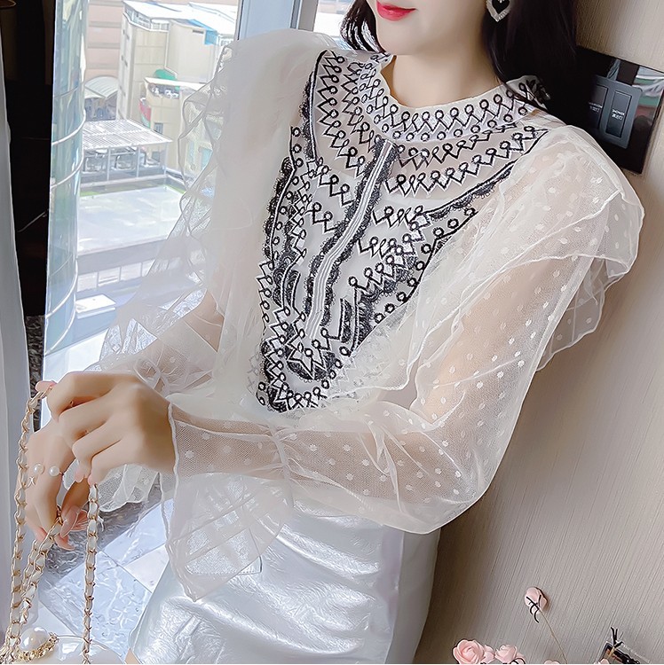 Sweet Patchwork Bowknot Denim Shirts For Women Summer Peter Pan Collar Short Sleeve Slim Casual Blouse Female Fashion 210519