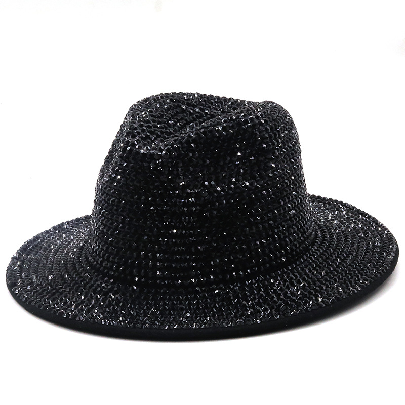 Fedoras Diamond Felt Fedora Hat Bling Rhinestone Panama Wide Brim Jazz Hats for Women Men Women's Men's Cap Male Man Woman Luxury Cap, 01
Fedoras Diamond Felt Fedora Hat Bling Rhinestone Panama Wide Brim Jazz Hats for Women Men Women's Men's Cap Male Man Woman Luxury Cap, 01