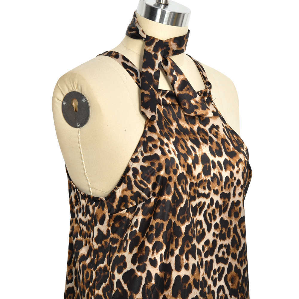 Women's Tank Top Vest Hanging Neck Sleeveless Leopard Vest Female Summer Sling A Base Blouse Beach Sexy women's Tee tops 210625