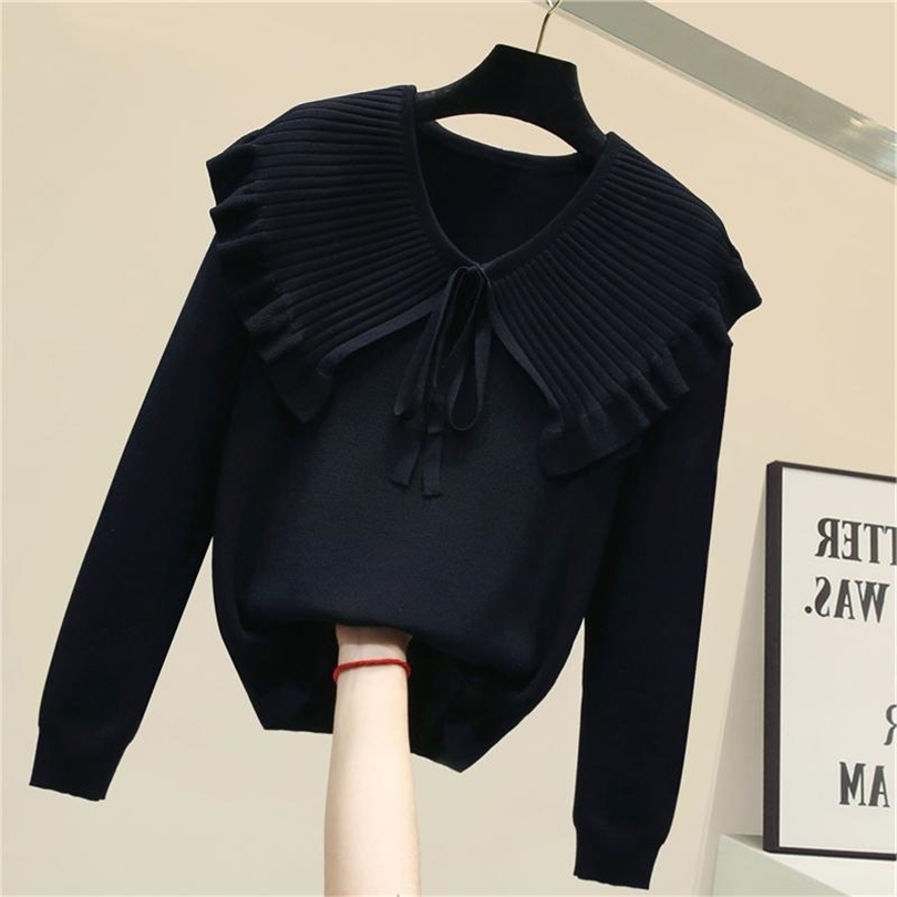 Peter Pan Collar Knitted Pullovers Woman Long Sleeve Solid Soft Fall Sweater Lace Up Elegant Office Lady Jumpers 211018, Red
Peter Pan Collar Knitted Pullovers Woman Long Sleeve Solid Soft Fall Sweater Lace Up Elegant Office Lady Jumpers 211018, Red