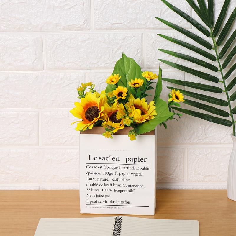 Kraft Paper Bag Storage Basket Nordic Style Vase Flowerpot Home Decoration Desktop Ornament Gift Package Party Supplies Vases