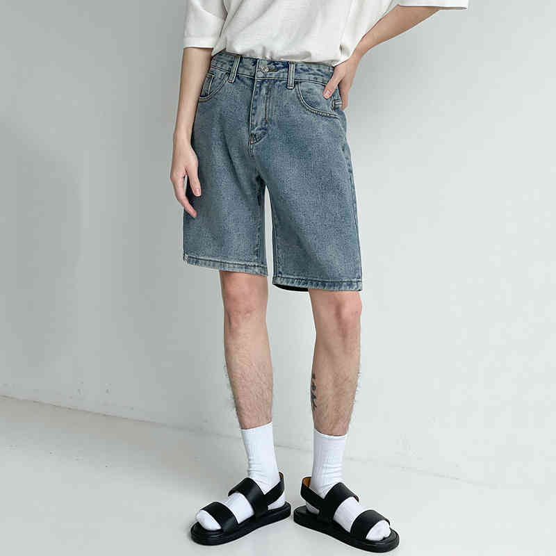 IEFB Summer Denim Shorts Men's Loose Straight Knee Length Pants Ins Korean Streetwear Fashion Casual Jeans Bottoms 9Y6962 210524