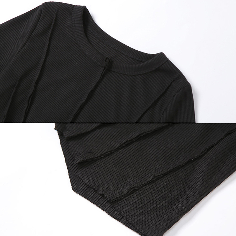Summer Women Asymmetrical T-shirt Skinny Round Short-Sleeved Tops Female Patchwork Y2K Solid Sport Tees Streetwear 210406